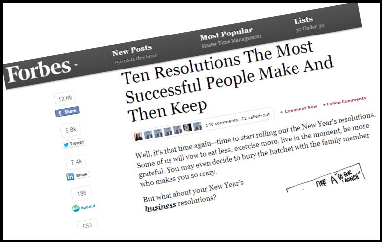 New year resolution of successfull people - publicity tips - PR story - media pitch